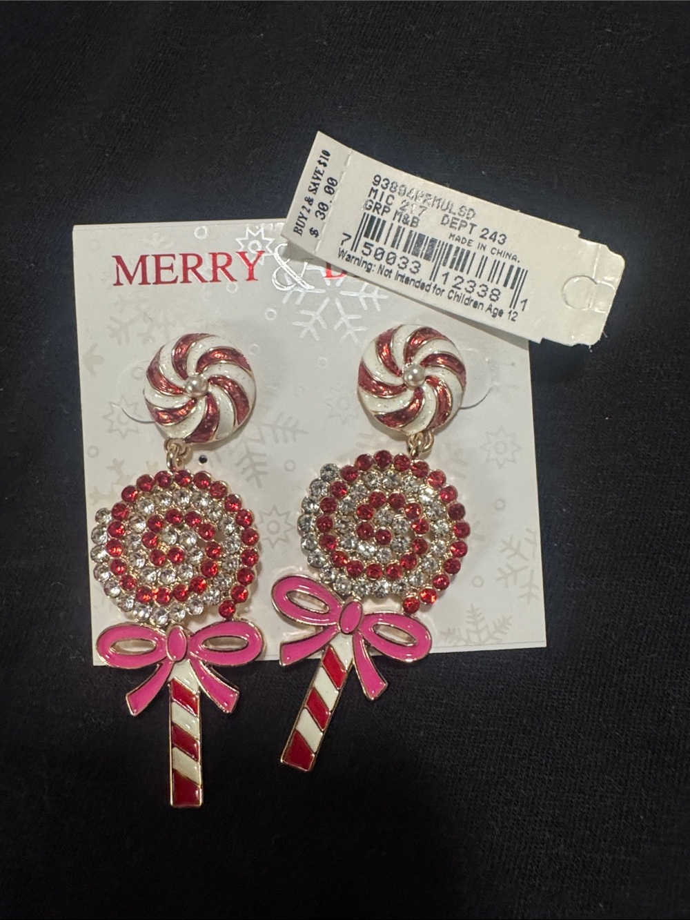 Pink & Red Candy Lollipop Drop Earrings
